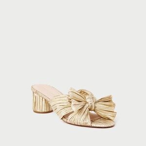 Loeffler Randall Dahlia Gold Pleated Bow Heel